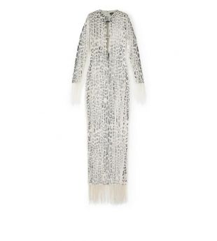 LEOPARD FRINGE EMBROIDERY GOWN
