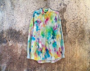 studio715 | Retro * GAP * fluo arc en ciel confetti en Jean bouillonner | chemise teinture tie psychédélique sur mesure | Pride vêtements | pastel goth | grunge doux