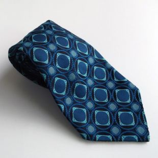 Cravate vintage pour homme   bleu, Aqua et géométrique noir à motif papillon