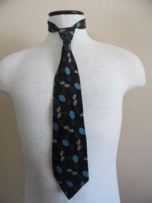 Vintage des années 1990 hommes cravate de soie, Giorgio Armani noir, Turquoise et beige dans un motif géométrique frappante