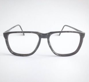 Lunettes de vue plastique noir granit carré vintage des années 1980