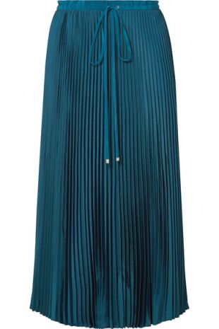 Mendini Pleated Twill Midi Skirt