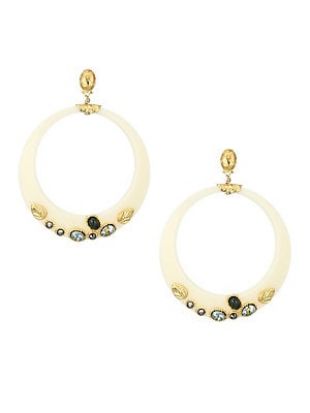 Lodge 24K Goldplated Studded Drop Resin Hoops