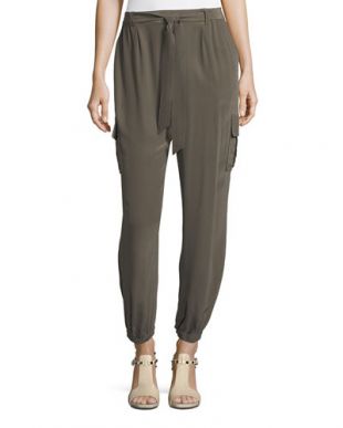 Belted Silk Cargo Pants