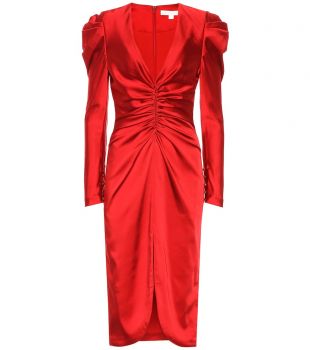 RED RUCHED FRONT DRESS