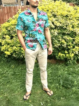 Authentique Vintage des années 70 chemise Hawaiin surfeur Floral Turquoise Hawaiin chemise Made in USA plage chemise Hawaii