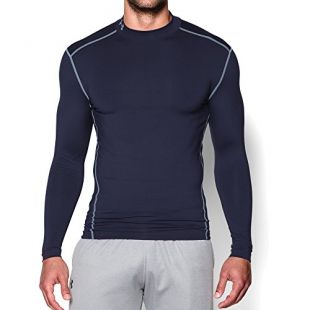 Under Armour Men's ColdGear Armour Compression Mock Long Sleeve Shirt, Midnight Navy (410)/Steel, Small