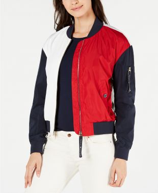 tommy hilfiger colorblock bomber jacket