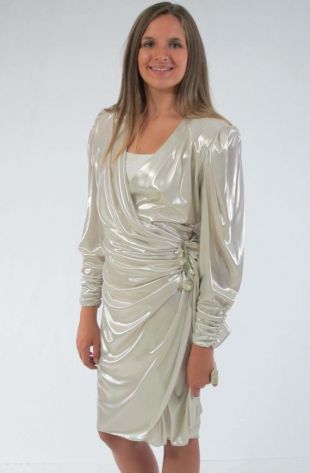 Robe De Soirée/cocktail ASTR Noire Avec Nœud Métallisé - Taille M