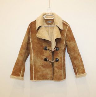 Style marron Shaggy fausse fourrure col poignets garniture Gypsy Boho Festival manteau Penny Lane Tan crème Beige chaud hiver   taille vintage des années 1970 moyenne