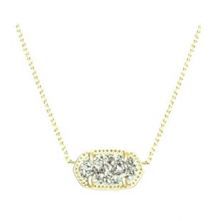 Elisa Gold Pendant Necklace Platinum Drusy