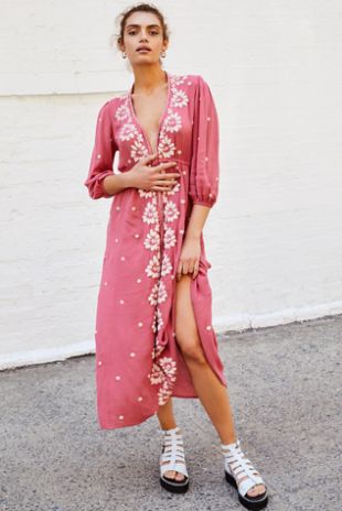 Embroidered Fable Midi Dress