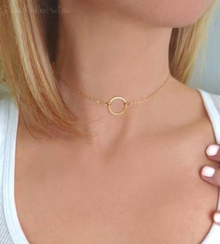Infinity Circle Choker Necklace Rose Gold