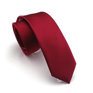 Elviros Mens Eco-friendly Fashion Solid Color Slim Tie 2.4'' (6cm) Crimson