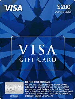 $200 Visa Gift Card (plus $6.95 Purchase Fee)