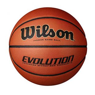Wilson Indoor Basketball, Sports Flooring, Granular, PVC or Linoleum Floors, Size 6, For ages 6-12, Evolution Game Ball, Orange, WTB0516