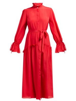 Beulah Robe midi en soie à volants Darsha