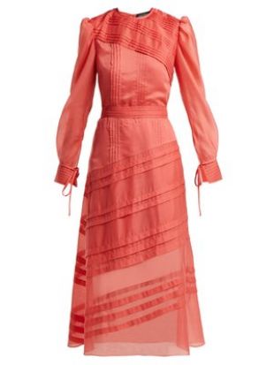 Anna October Robe midi à manches longues et plis nervurés
