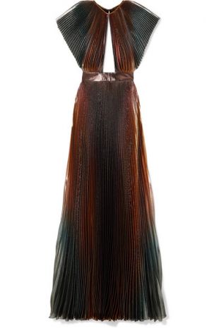 Givenchy Robe du soir plissée en lamé de soie mélangée à découpes