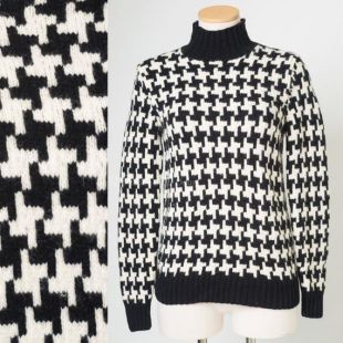 Vintage Ralph Lauren, pull Vintage, pull Mod, Hounds Tooth pull, pull en laine, vintage noir pull blanc, Vintage Designer   S