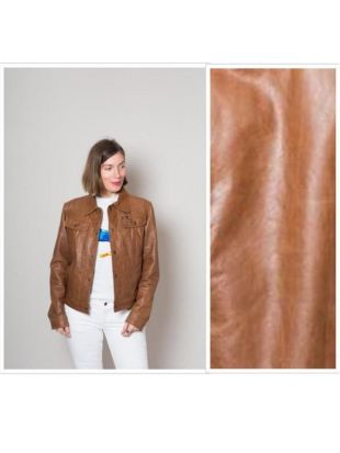Cognac vintage cuir marron veste en cuir Vintage veste en cuir d’agneau en détresse veste 80 s 90 s petite taille