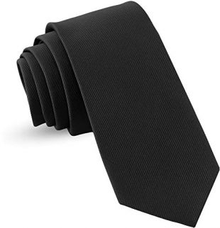 Handmade Black Ties For Men Skinny Woven Slim Tie Mens Ties : Thin Necktie, Solid Color Neckties 2.5"