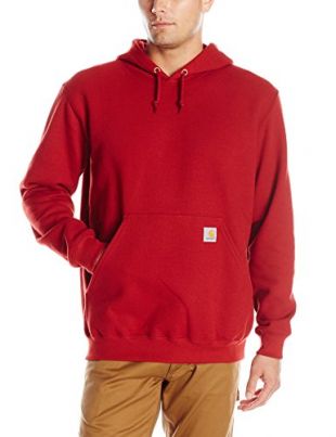 Carhartt, felpa Signature con cappuccio e logo sulla manica, pesantezza media, K288, X-Large, Dark Crimson, 1