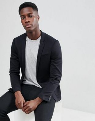 Blazer ultra ajusté en jersey noir