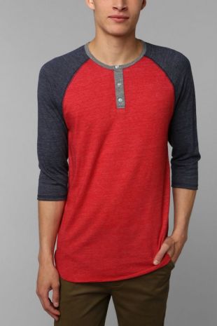 3/4 Sleeve Two Tone Henley Tee