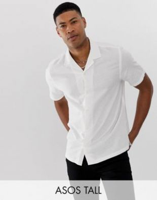 Asos oversized linen shirt with revere collar in white