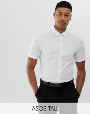 Asos wedding stretch slim herringbone shirt in white