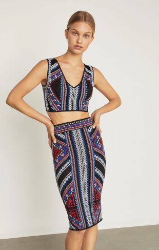 Bcbgmaxazria Geometric Jacquard Crop Top