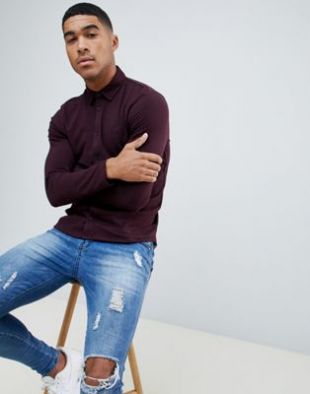 Polo en piqué à manches longues   Baie | ASOS