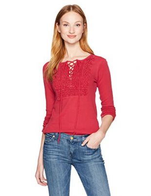 Lucky Brand - Lucky Brand Women's Lace Up Bib Thermal Top, Persian