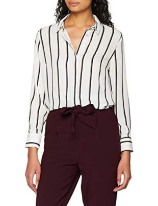 Chemisier Fluide Mango - Beige à Rayures Noires Et Blanches - Taille S - Occasion Très Peu Porté
