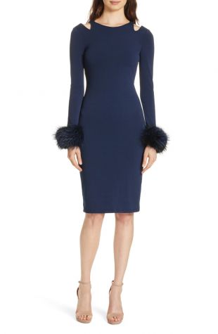 Tabitha Genuine Fox Fur Cuff Dress