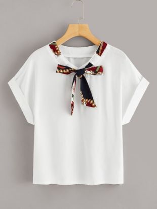 SheIn T shirt avec imprimé et nœud