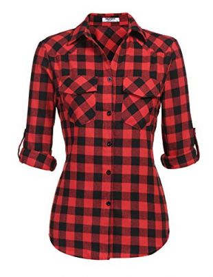 sexyfree - Womens Tartan Plaid Flannel Weastern Shirts, Juniors ...