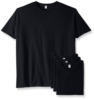 Fruit of the Loom Men's Crew T-Shirt (4 Pack), Black, Large