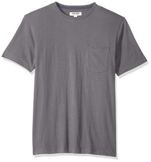Goodthreads Men's Short-Sleeve Sueded Jersey Crewneck Pocket T-Shirt, Dark Grey, Large