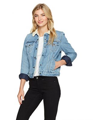 Levi's Women's Original Sherpa Trucker Jackets, Divided Blue, Medium