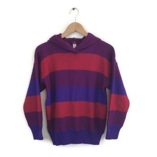 Saint Laurent Sweater Red Purple Blue Stripe Hoodie Wool Pullover