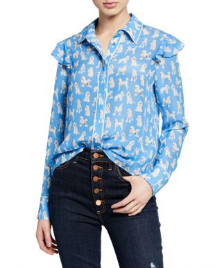 Zimmer Poodles Ruffle-Sleeve Blouse