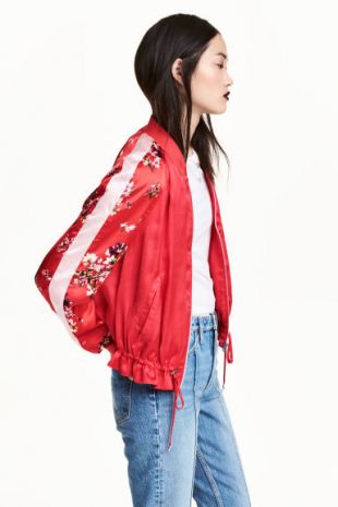 H&M Red Satin bomber jacket