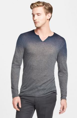 Split Neck Ombre Cashmere Sweater