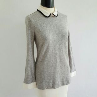 Tipped Silk Collar t*Top