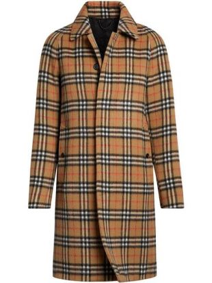 Burberry Vintage Check Alpaca Wool Car Coat