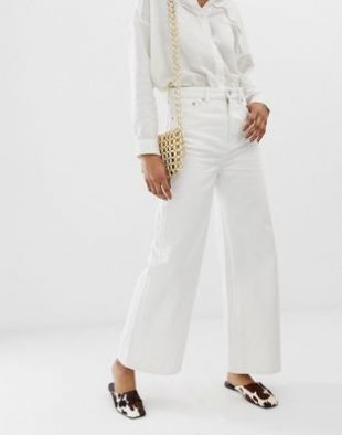 Ace wide leg jeans in off white
