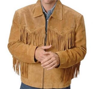 Sleekhides Men's Finged Cowboy Western Leather Jacket Simple Brown X-Large