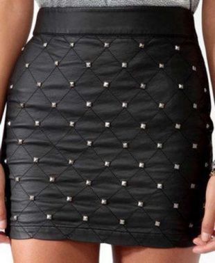 Miss Selfridge - Jupe cloutée longue en similicuir - Noir